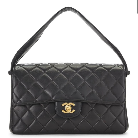 Chanel Black Quilted Lambskin Double Sided Shoulder Bag with Iconic CC Closure